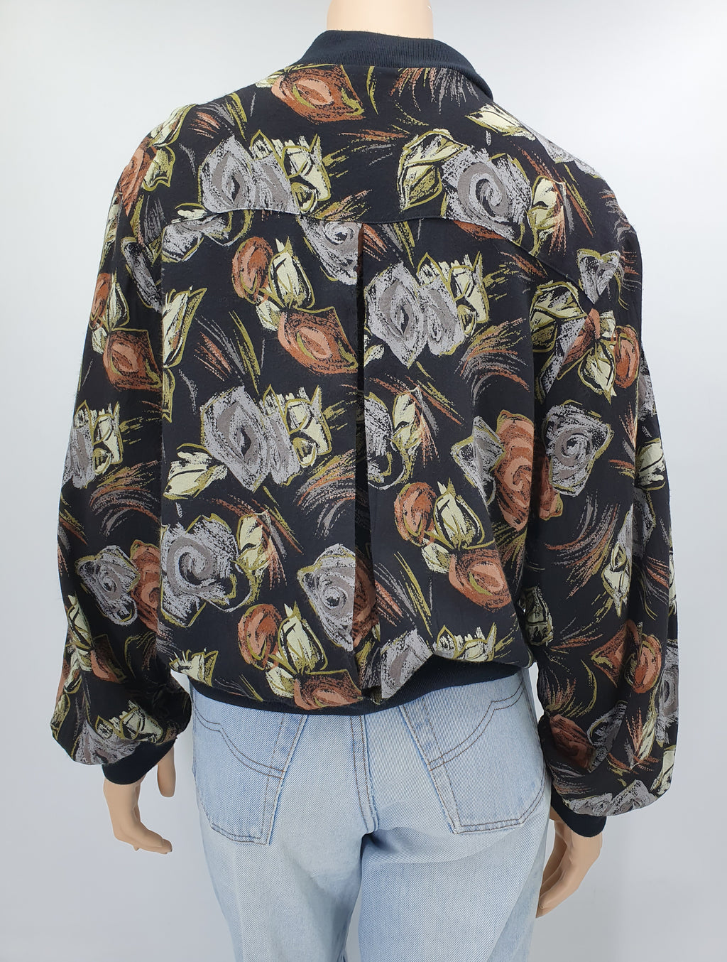 Dark viscose jacket from the 80s-90s, size 38-40