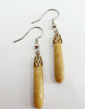 Earrings, light beige natural stone