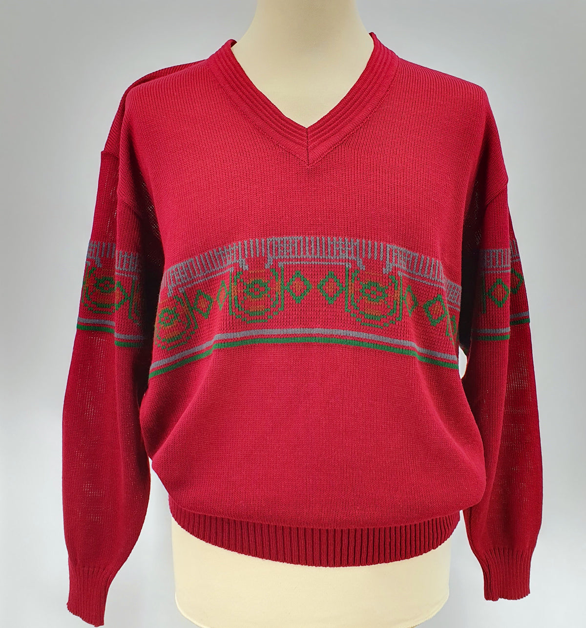 Burgundy men's sweater from the 80s, size ML