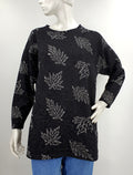 Arlene, black sweater with silver patterns from the 80s-90s, size 38/40