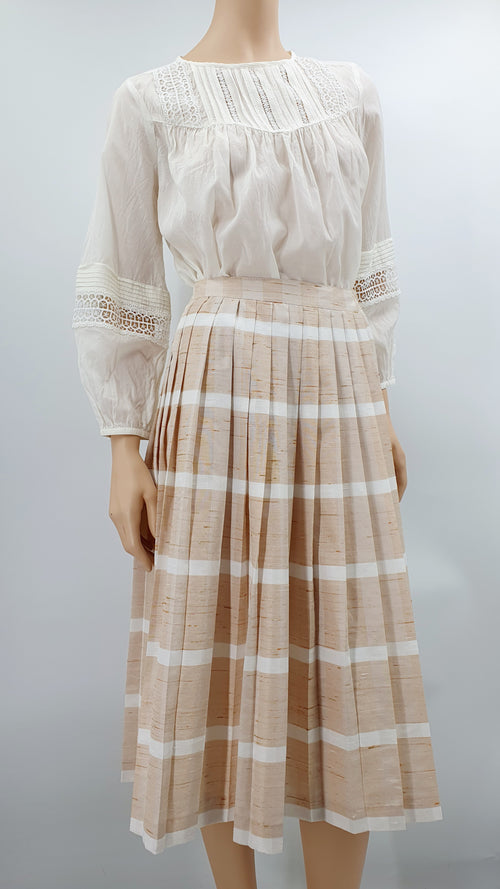 Design-Tuote, vaalea vekkihame 80-luvulta, vyötärö 66cm, koko 34