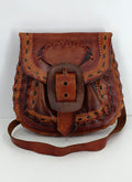 Hippie-style leather bag from Brazil, genuine leather
