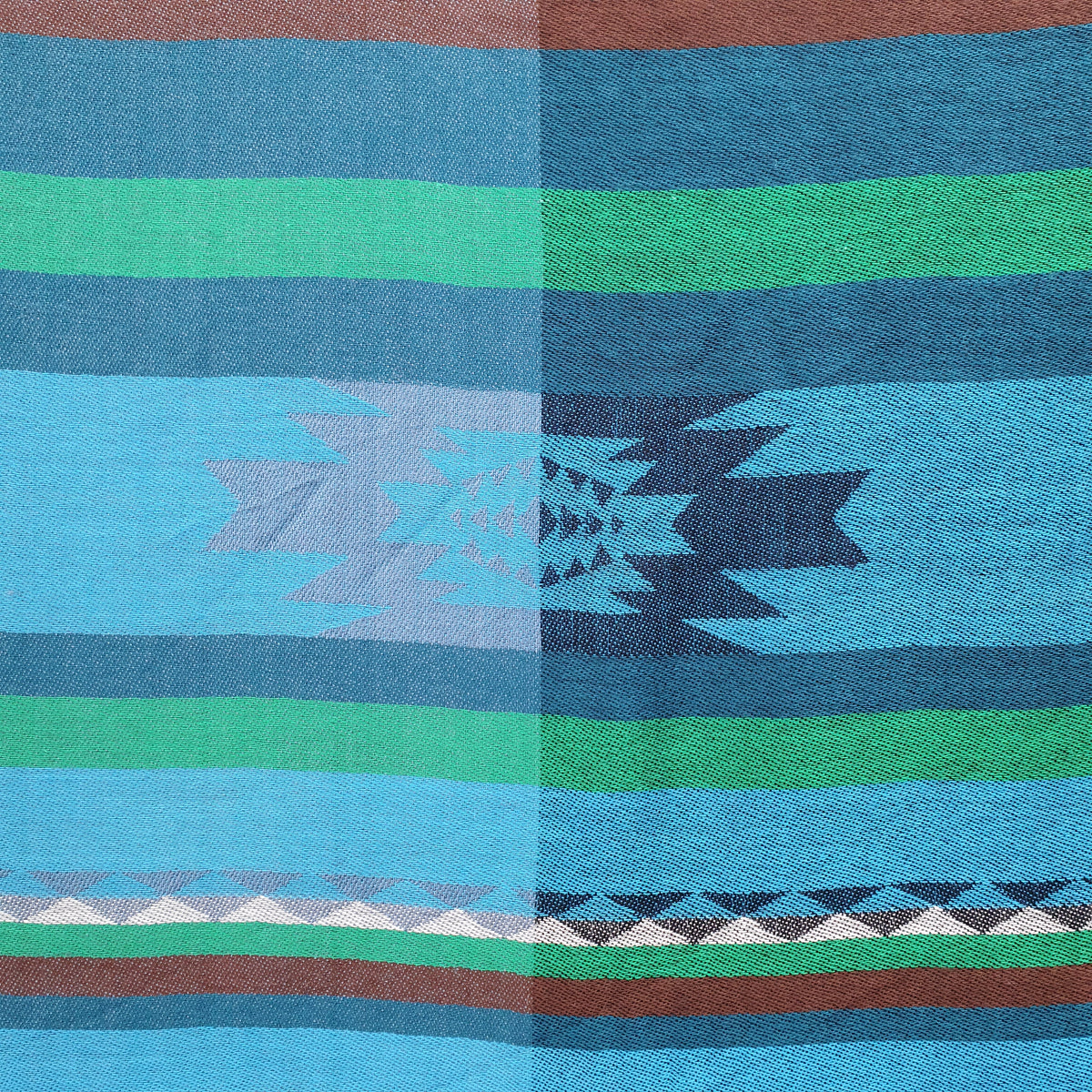 Inkakuvioinen sininen huivi, koko 68x170cm