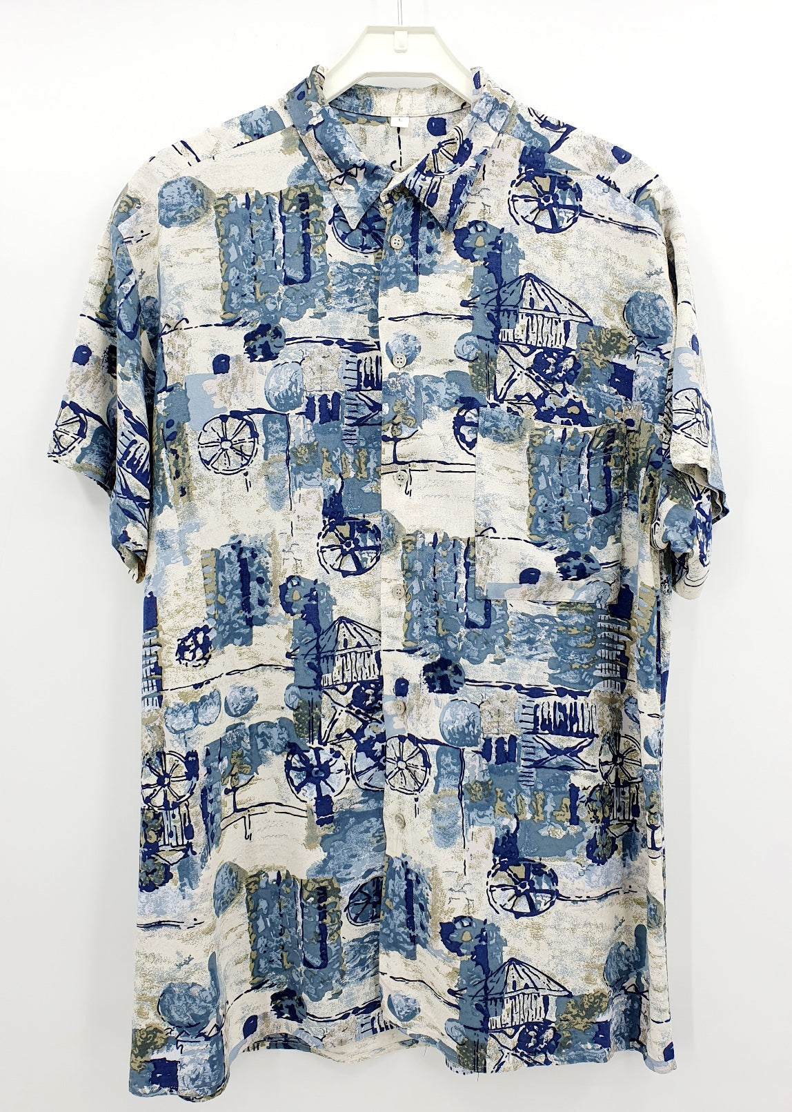MSJ Fashion, men's short-sleeved viscose shirt from the 90s, size XL