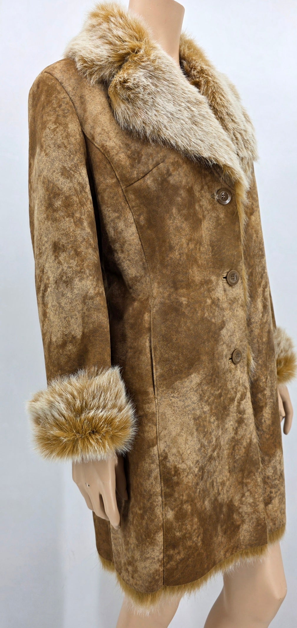 Miss Bissi, brown faux fur jacket, size 40-42