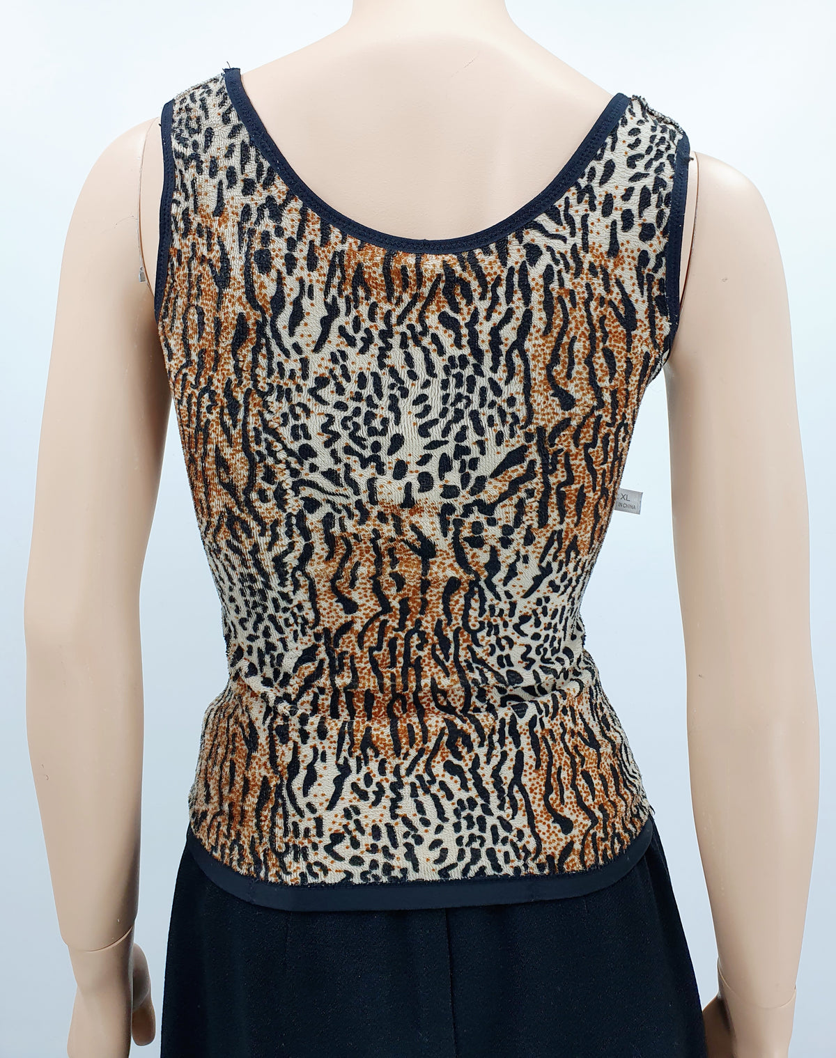 Shaping top, black/panther print, size 34-36