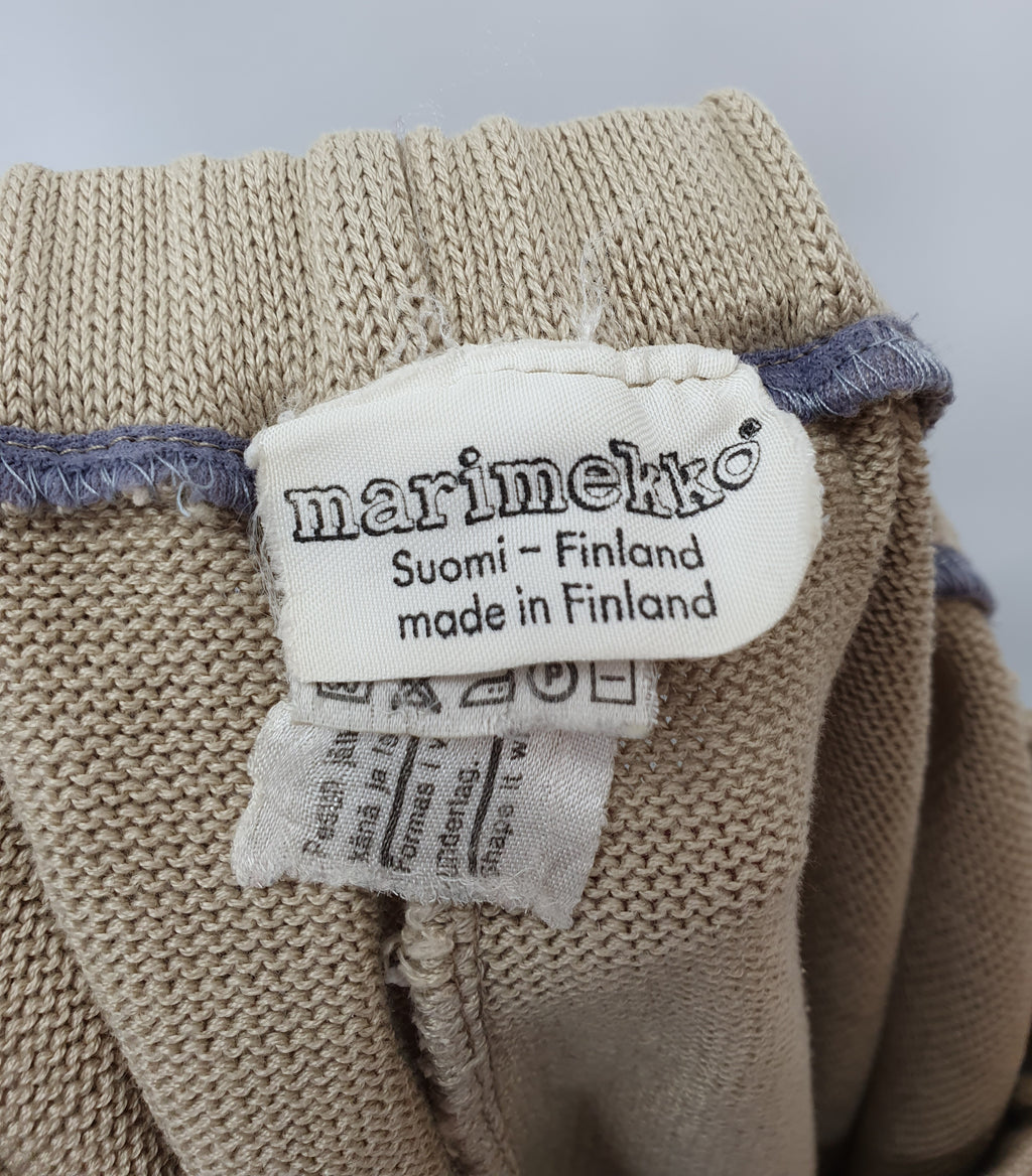 Marimekko, beigen värinen puuvillaneulehame 80-luvulta, vyötärö 65-90cm, koko 38-40
