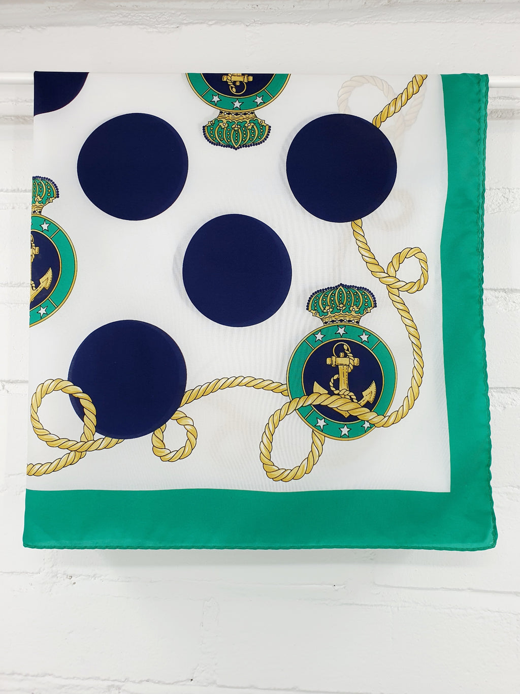Nautical-themed vintage scarf from the 80s-90s | Size 75x75cm
