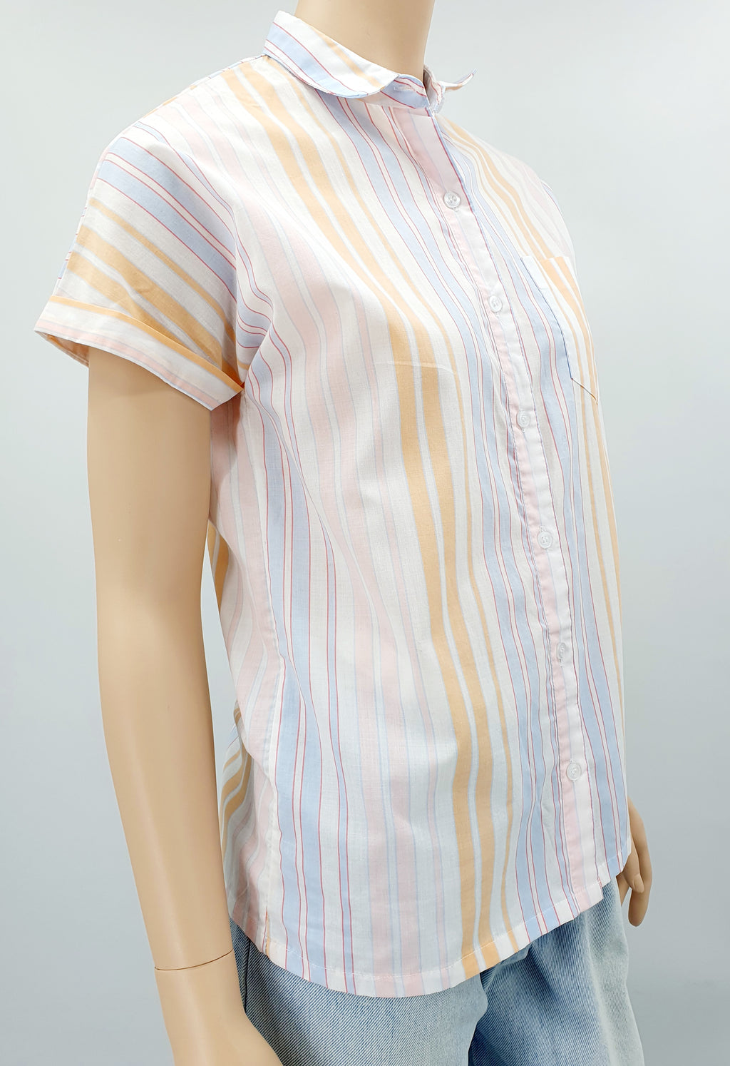 Short-sleeved vintage striped shirt from the 80s, size 36-38