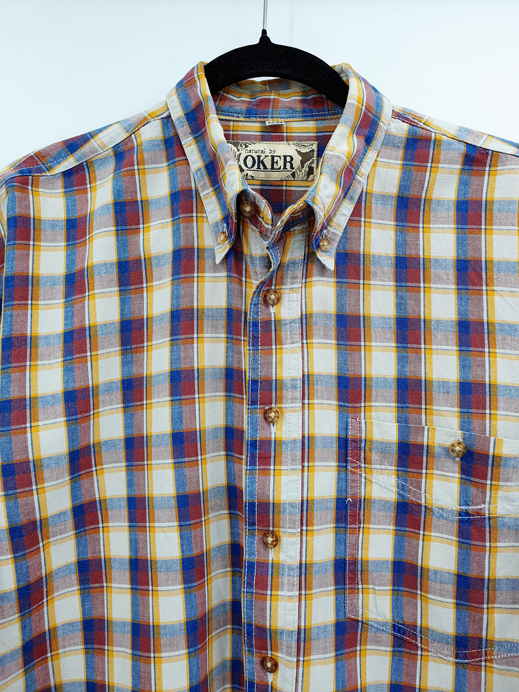 Oker, men's cotton check shirt from the 90s, size 43/44 (L)