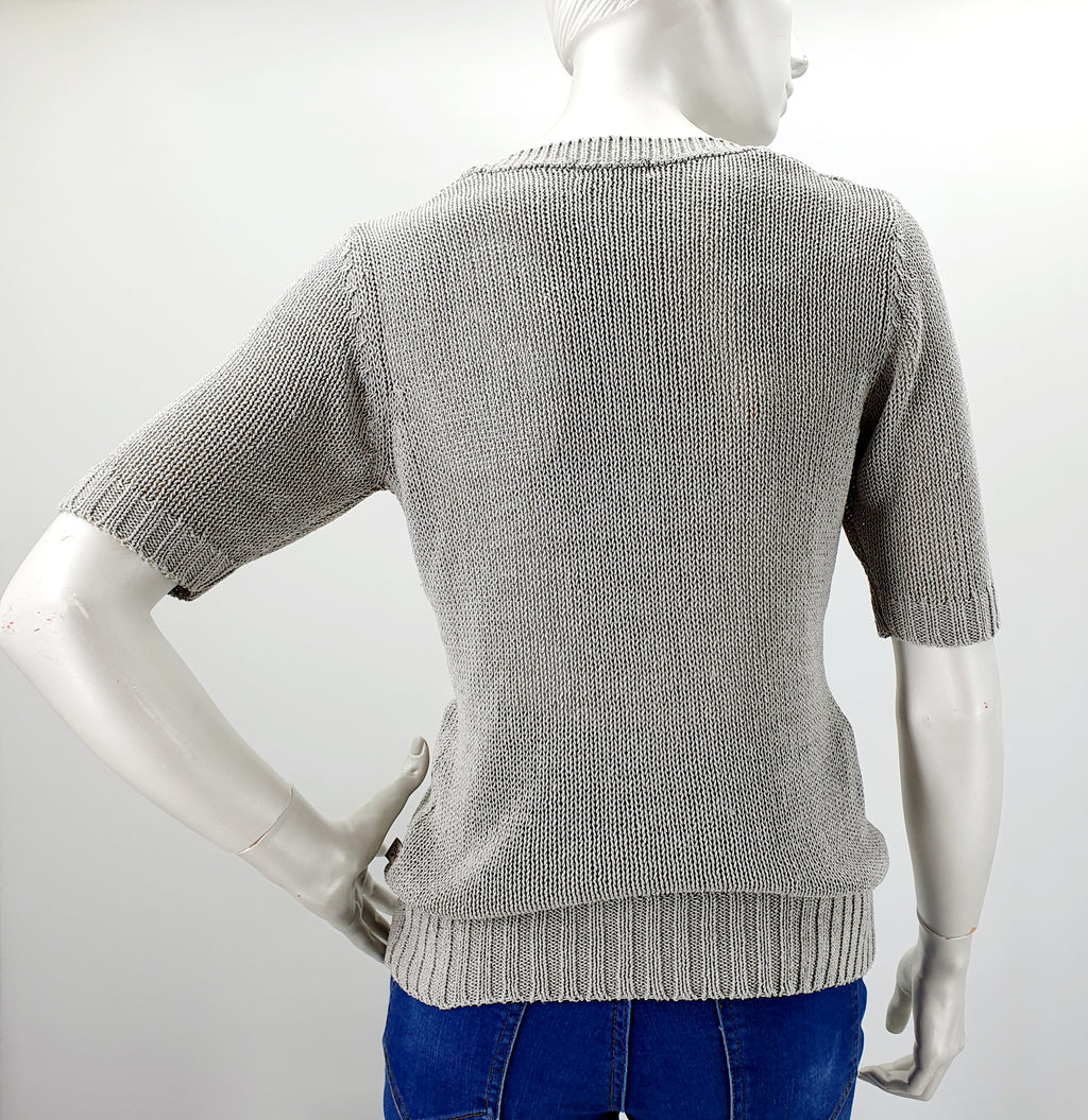 Santarelli, gray short-sleeved lace sweater from the 90s-2000s, size 34-36