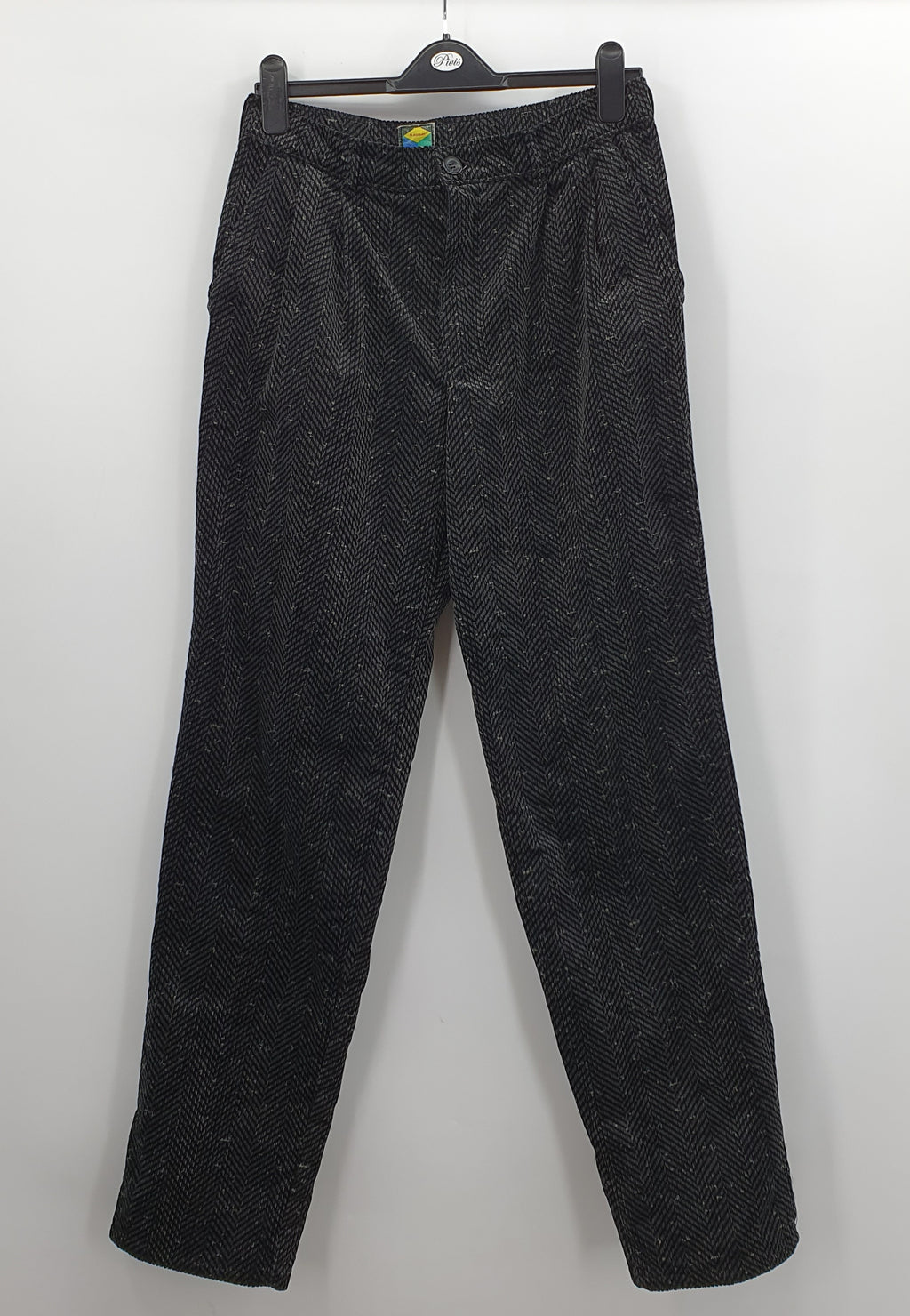 St.Jacques, mustat unisex vakosamettihousut 80-luvulta, vyöt.ymp. 80cm
