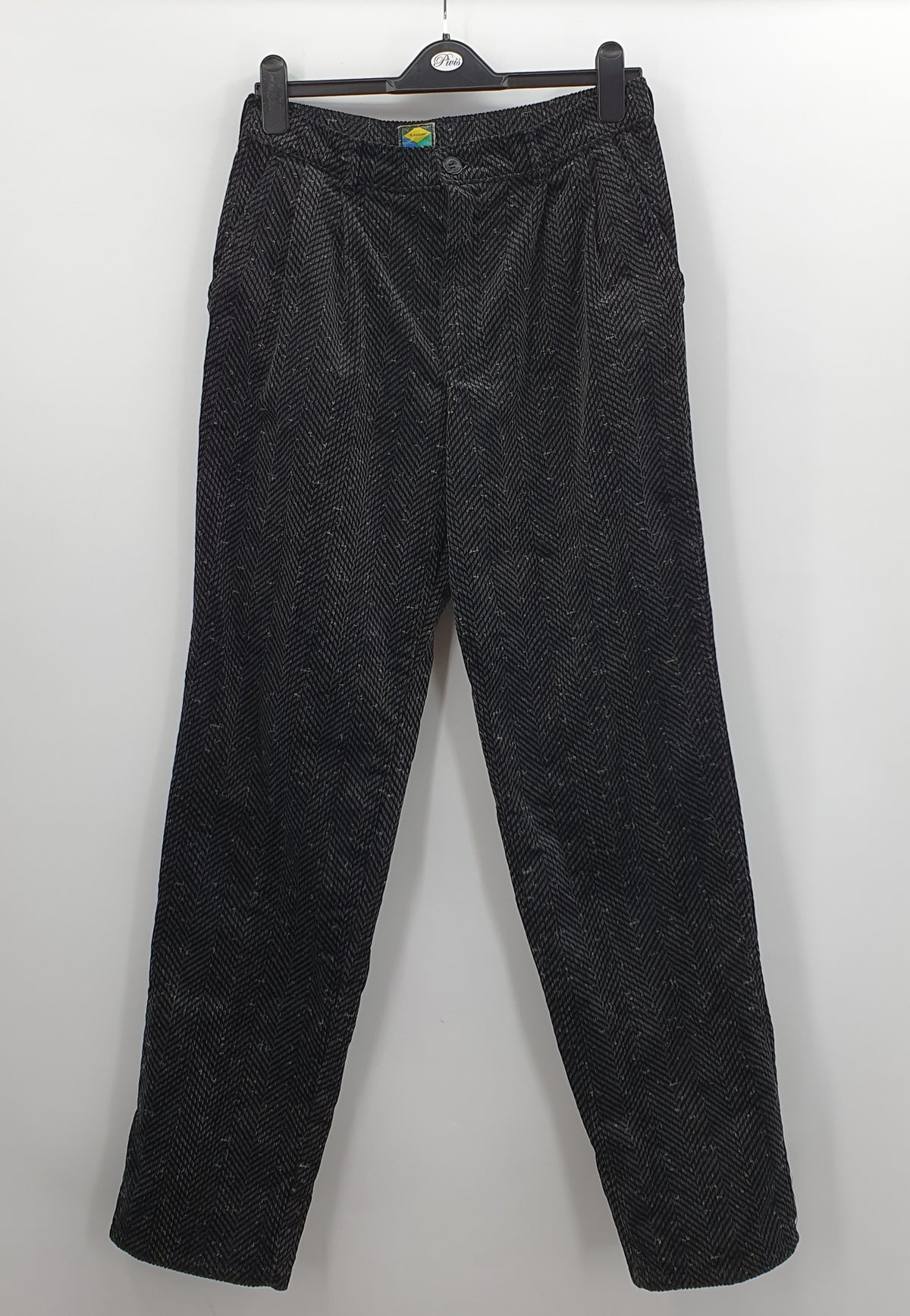 St.Jacques, mustat unisex vakosamettihousut 80-luvulta, vyöt.ymp. 80cm