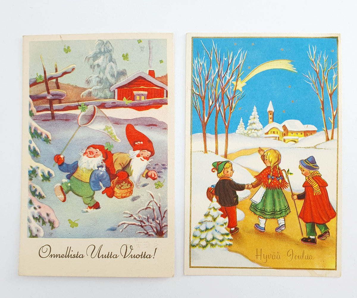 Vintage Christmas cards from the 1950s, 2 pcs