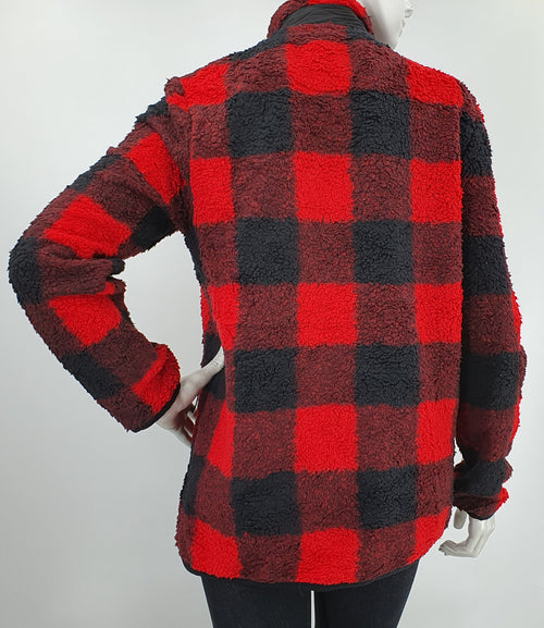 C&A, punamusta fleecetakki, koko 36-38
