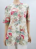 Model-Mari, floral shirt in viscose linen, from the 90s, size 40-42
