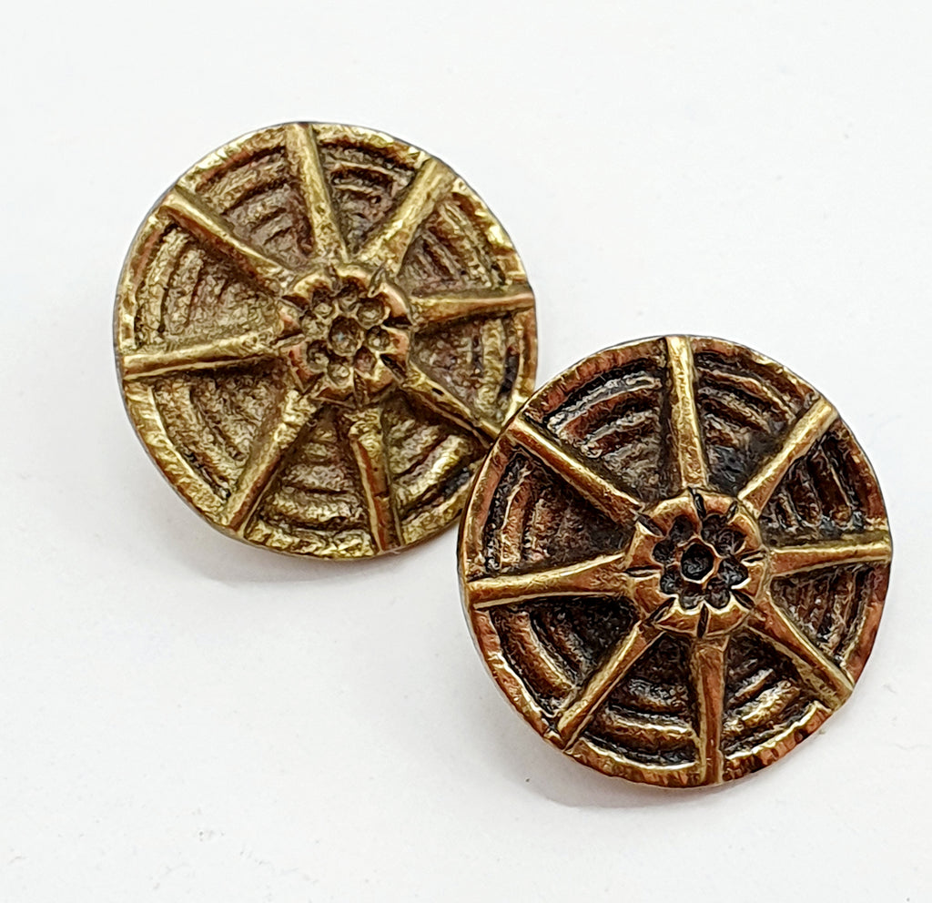 Clip earrings, brass-colored
