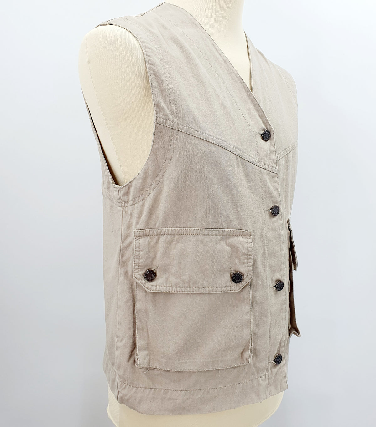 Ragazzi, beige fisherman's vest from the 90s, size men's S